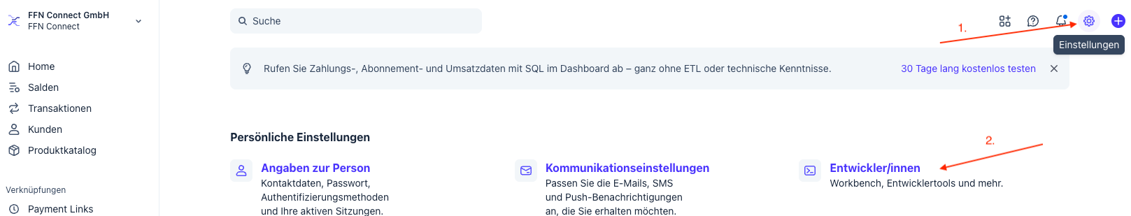Stripe-Dashboard: Dialog „Eingeschränkten Schlüssel erstellen"